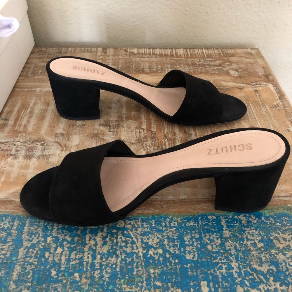 Schutz Sheri Suede Mule Sandals - Picture 2 of 10